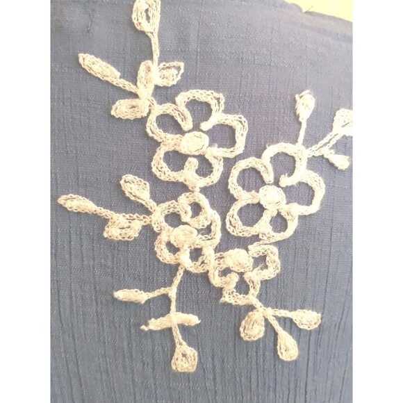 ANNELIEGE Blue Tunic Blouse Embroidered Lined Size M - Picture 4 of 11